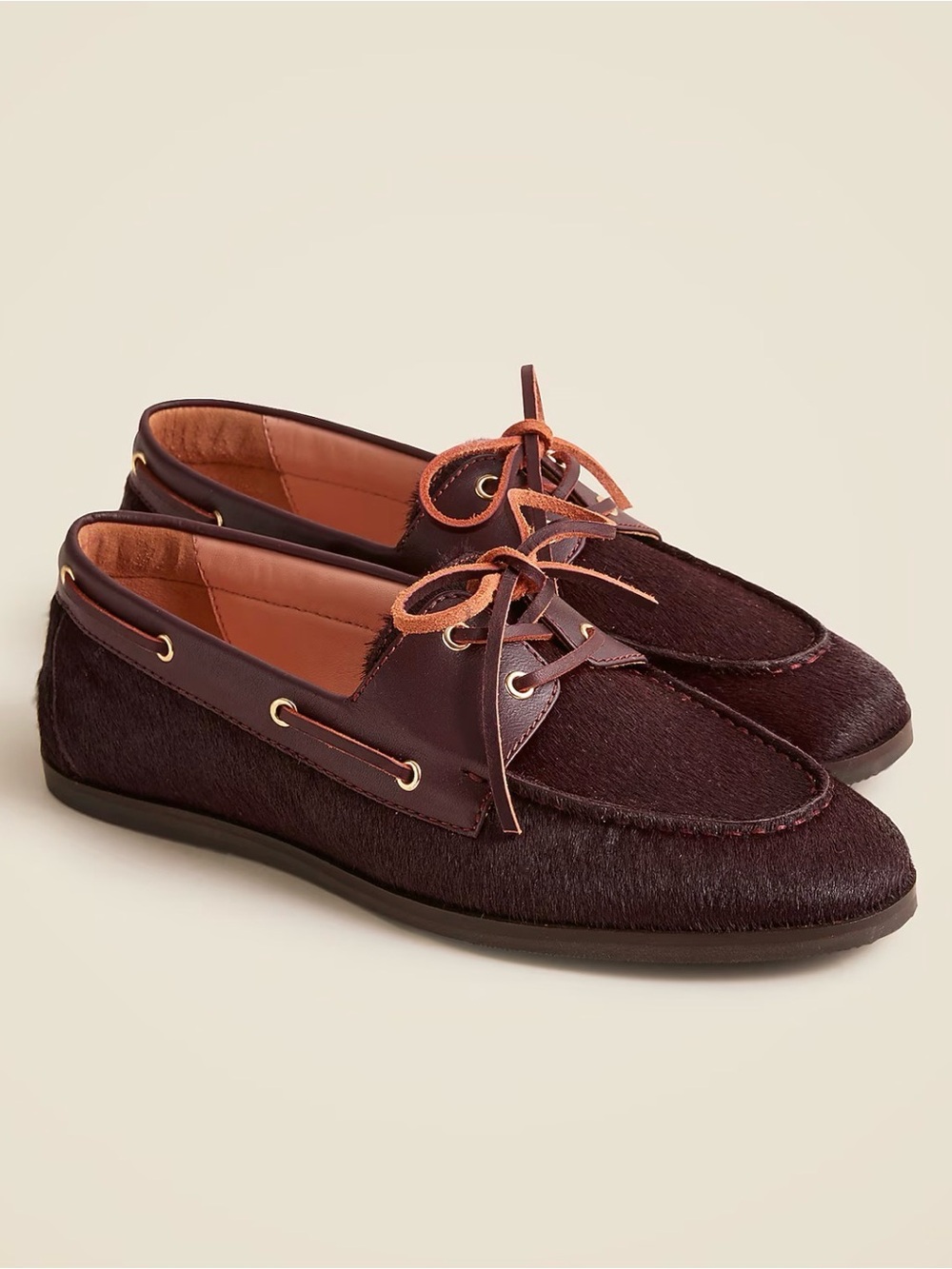 Boat shoes in calf hair and leather j.crew